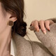 Youfang dripping glazed square earrings 2025 new trendy simple cold style retro temperament unique niche high-end earrings gold one pair