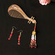 Wanbaozi Ancient Style Pipa Hair Comb Tassel Tang Style Long Tassel Hairpin Hanfu Ancient Costume Hairpin Hairpin Ming Made Hair Accessories Gold and Red Beads + Earrings (K29+K10)