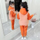 Nojia Weiqi Children's Clothing Girls Suit Autumn and Winter New Children's Velvet Thickened Sweater Pants Medium and Large Children's Clothes Girls Three-piece Set Orange 150 Size Recommended Height Around 140CM