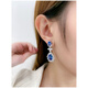 Guanpu Pavilion Fat Donglai's same style tanzanite earrings, tanzanite sapphire 925 silver earrings, high carbon diamond style, trendy and exaggerated tanzanite blue earrings, total size is about 31*6mm
