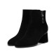 Xinmei Belle thick heel short boots for women, round toe high heels, nubuck leather all-match nude boots, autumn and winter new short boots, winter warm velvet lining boots, large size, small size, black velvet lining 36