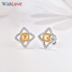 WithLove White 18K Gold Cushion Shape Intense Yellow Diamond Flower Shape Earrings Group Set Diamond Earrings Genuine Gift for My Girlfriend Total 75 Points White 18K Gold/Ready Stock