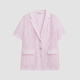 播外套夏季薄款女商场同款柔软亚麻轻盈西装领短外套BDR2XD1355 R10雾粉 S