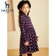 HAZZYS Children's Clothing Haggis Girls Dress Children's Skirt Children's Dress Girls Plaid Skirt Spring and Autumn New Products Medium and Large Children's Plaid Long Sleeve A-Line Skirt 120cm