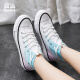 Senma canvas shoes high-top sports Korean style student trend Hong Kong style gradient casual shoes women's shoes 329311413 white blue 38 size