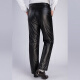 Cool Qiaoyun middle-aged and elderly men's leather pants autumn and winter large size leather pants men's thickened velvet warm windproof leather cotton pants loose PU pants plus velvet thickened leather cotton pants 33 yards [2 feet 6 waist]
