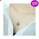 Guran Pearl Necklace, Romantic Purple Freshwater Pearl Pendant, Perfect Round Bright Light 14-15MM for Girlfriend, White Pearl Platinum Holder 16-17mm