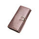 Sephoron 2024 new style D buckle genuine leather women's wallet long cowhide large capacity mobile phone card holder hand wallet wallet bright pink