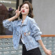 HMDIME denim jacket women 2022 autumn women's Korean version bf Harajuku loose versatile casual denim short jacket FFNH8571 light blue M