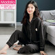 Pajama pour femmes de printemps modal et automne à manches longues purs à manches longues moyennes d'âge moyen et jeune ensemble en deux pièces de coton d'hiver Simple Cotton Home Clothing Set Women's's Summer 12801 # M