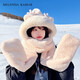 MELENDA KAMAR hat women's winter scarf gloves one-piece hat scarf cute thickened warm birthday New Year gift for girls and girlfriends warm rice