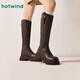 Hotwind boots for women winter women thick sole heightening retro casual slim tall knight boots