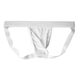 Iosn men's ice silk double thong sexy transparent thong underwear revealing buttocks and empty briefs fat bear plus fat plus size white L recommended 70-85 kg