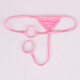 Men's sexy thong men's ice silk double circle underwear sexy open crotch temptation T pants men's pink one size