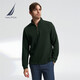 NAUTICA Shopping mall same style men's spring and autumn cotton half-cardigan casual long-sleeved POLO shirt for men KO3324 forest green 3YG XL
