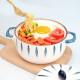 Baijie ceramic instant noodle bowl with lid double-ear soup bowl with lid 900ml soup basin instant noodle bowl