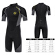 1.5mm men's short-sleeved one-piece swimsuit, women's warm 3MM snorkeling wetsuit, paddleboard surfing couple coach suit 1.5MM black and gray one-piece men's short-sleeved back zipper S