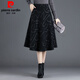 Pierre Cardin Woolen Skirt Women's 2024 Autumn and Winter New Midi-Length Skirt Large D Size Women's A-Line Skirt Pleated Skirt Winter Skirt Skirt Women 5091# Geometric Pattern M Recommendation 105Jin Jin is equal to 0.5kg within