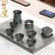 Chengyun Shangzun Longquan Ge Kiln Celadon Tea Set Handmade High-end Iron Tire Tea Set Ceramic Kung Fu Teapot Complete Tea Set Gift Iron Tire Complete Set (Gift Box + Certificate) 17 Pieces