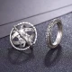 Barney Dill astronomical ball ring for male trendy students single flip deformed universe ball Korean version retro creative couple ring trendy Internet celebrity domineering trendy boy's day gift silver default medium size [please note if you want a large or small size]