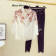 蜜莎蜜拉（Mirza Mirror）气质醋酸缎面白色上衣女2025春秋新款洋气V领七分袖雪纺长袖衬衫 白色 6189款 3XL