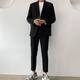 Xinghelai blazer men's Korean style business casual suit black shoulder pad small suit handsome boy trendy black shoulder pad jacket + small pants XL 125-140Jin Jin equals 0.5 kg