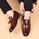 Li Shangduo men's four-season leather shoes without laces men's leather shoes black British summer breathable pointed toe men's leather shoes men's versatile black 9923 38