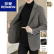 ROMON spring and autumn double-sided woolen cashmere suit jacket men's winter coat casual woolen suit brown 2XL 135-150Jin Jin equals 0.5 kg