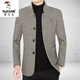 Woodpecker (TUCANO) high-end men's woolen jacket for men 2023 autumn and winter new stand-up collar thickened woolen coat dad wear black gray L 175 suitable for 120-135Jin Jin equals 0.5 kg