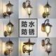 Outdoor wall lamp waterproof European retro balcony garden lamp American aisle staircase outdoor pastoral LED wall lamp sand black hexagonal wall lamp