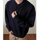 Tanghao (tanghao) Korean version of the new men's relaxed old money knitted sweater, lazy and versatile henley bottoming long-sleeved autumn and winter black high quality XL