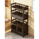 Qiao Tongjiang new Chinese style solid wood ancient rack ornaments tea rack storage rack Duobao Pavilion display cabinet tea set tea cup storage shelf walnut color three-layer middle draw with door 70 length reinforcement