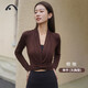 Aixiabu yoga wear women's top autumn and winter high-end fashion temperament slimming Pilates long-sleeved blouse sports jacket special price brown coffee_single top A23098RCQS S