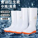 Verdickte weiße Regenstiefel mit flachem Speak-Suchstiefel der Männer mit hoher Pille Anti-Rutsch-Kee-resistenter Rindfleischhüffenbodenboden Wasserschuhe Frauen mit mittleren Speisen Regenstiefeln Wassergummi-Schuhe 39 Flachsohle hohe Säulen