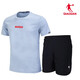 Jordan costume de sport hommes 2025 été nouveau coton respirant à manches courtes short à séchage rapide vêtements de course fitness pour hommes ensemble deux pièces 1349 bleu hydrogène + 1385 noir 2XL / 185