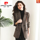 Pierre Cardin Houndstooth Plaid Blazer Women's 2025 New Spring and Autumn Aura Strong Casual Suit Small Fragrance Style Woolen Women's Clothing Houndstooth M Recommendation 100-120 Jin Jin equals about 0.5 kg