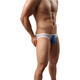 Fearless Captain Trendy Men's Low Waist Sexy Elastic Tight Breathable Transparent Mesh Silky U Protruding Bag Small Briefs Blue XL