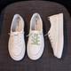 ZHR white shoes for women Internet celebrity contrasting color flat shoes for women without laces Korean style college style casual shoes for women versatile and comfortable sneakers H133 white 36
