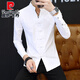 
Pier Cardin autumn men's shirt long sleeve buttoned Chinese stand-up collar jacket Chinese style casual shirt feel men's clothing black 9905 buttoned stand-up collar shirt 2XL