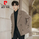 Pierre Cardin high-end double-sided woolen woolen coat men's short Korean style Nizi windbreaker winter thickened casual suit jacket for men mixed coffee color worry-free shopping XL 180