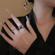 Decoration show geometric cold style ins black crystal ring niche design fashionable personality high-end sense open ring internet celebrity female trend black crystal style + irregular style