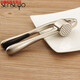 Manual garlic press 304 stainless steel garlic smashing artifact household garlic squeezer peeling garlic clamp garlic garlic paste A-regular model (with garlic peeler + garlic scraper)