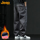 JEEP casual pants men's autumn and winter straight pants men's loose trendy overalls men's pants dark gray plus velvet 3XL