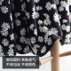 Langsha Skirt Women's Summer High Waist Floral Long Skirt A-Line Mid-Length Black Slim Chiffon Daisy Short Skirt Black - Skirt L (Recommended 85-120 Jin [Jin equals 0.5 kg])