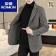 ROMON spring and autumn double-sided woolen cashmere suit jacket men's winter coat casual woolen suit brown 2XL 135-150Jin Jin equals 0.5 kg