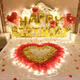 Decorate birthday scene for wife's room birthday, romantic Valentine's Day, rose petals, wedding room, confession and proposal, room bed decoration, romantic petal lantern package thirty-six (with 10-meter light string, pump + tape