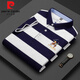 Pierre Cardin brandneues Sommer-T-Shirt für Herren mittleren Alters aus reiner Baumwolle mit kurzen Ärmeln, schlankes, gestreiftes Business-Revers-Hemd 3882, Weiß, 2XL