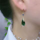 Youguang Lexia Korean style temperament green water drop earrings for women 2024 new trendy zircon long earrings white and versatile earrings green water drop ear buckles