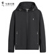 Dances with Wolves, fleece lining, winter outdoor casual hooded windproof and warm men's jacket 001 black 175