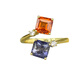DR-FLVVS Fat Donglai's same style Fanta stone ring with tanzanite blue diamond double stone model 18K gold plated jewelry live ring two-color color matching gemstone ring-gold color opening can be